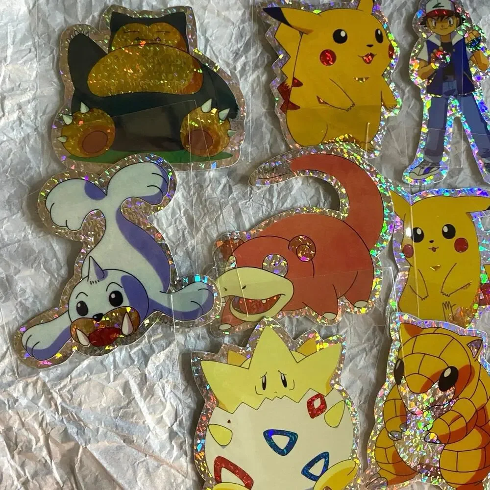 Vintage 90s Pokemon Rare Ice Holo Sticker Set of 10